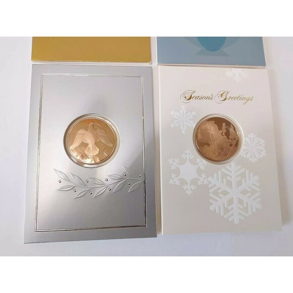 Holiday Cards By The Franklin Mint 1987 Bronze Medallions in Book - Picture 2 of 8